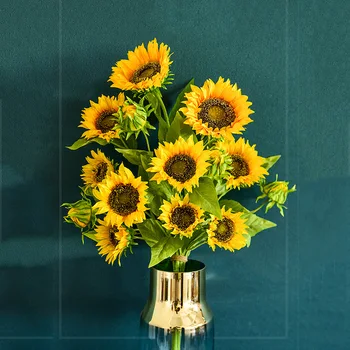 Poroka Posušene Umetno Cvetje Sončnično Simulacije Šopek Nordijska Doma Dekoracijo Rumena Ponaredek Cvet Poroka Dekoracija