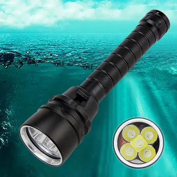 Potapljaška Svetilka 5x XML T6 LED max 1500 lumnov potapljaško luč podvodni 100 Metrov Taktično sončeve svetlobe potapljaška svetilka