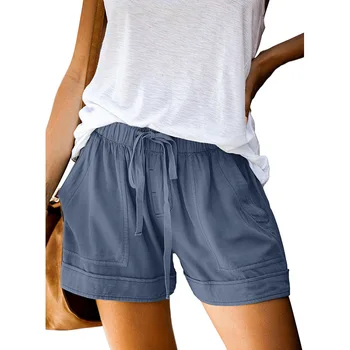Priložnostne hlače ženske poletje nova Evropska različica visoko pasu trak svoboden širok noge hlače ženske