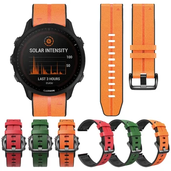QuickFit 22 mm Usnje +Silikonski Watch Band Za Garmin Forerunner 955 Sončne 945 LTE 745 935 Smartwatch Trak Zamenjava Zapestnica