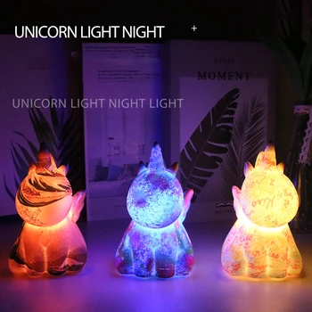 Rainbow Unicorn Noč Svetlobe Oddaljen Nadzor LED Touch USB, polnjenje Zajec Okoljske Svetlobe Postelji Lučka za Božično Darilo za Rojstni dan
