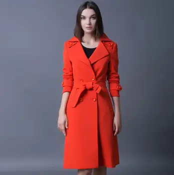 Rdeča 219 jeseni mode svoboden dolg jarek plašč ženske dvojno zapenjanje suknji ženska obleka ženska casaco feminino dolgi rokav