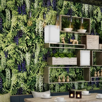 Restavracija Čaj Shop Cafe Ozadju Dekoracijo Sten Ozadje 3D Stereoskopski Ivy Zelenih Listov Zidana Ozadje