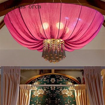 Retro novi Kitajski Slog Kristalno lotus lestenec teahouse hotel dnevna soba Jugovzhodna Azija tkanine obesek lučka brezplačna dostava