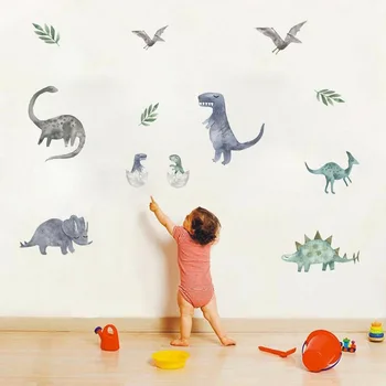Risanka Zabavno Otroci Soba Dinozaver samolepilne Stenske Nalepke Prilepite