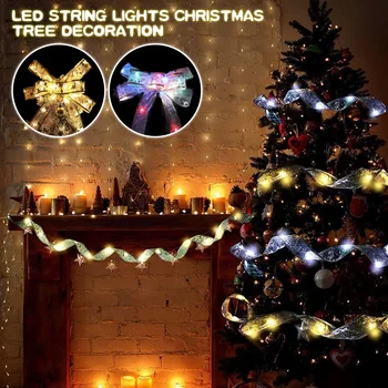 Saten Luči LED Trak Luči Niz Luči Praznično Darilo Poroka Box Embalaže Traku Niz Luči Spot Božično Drevo Decor