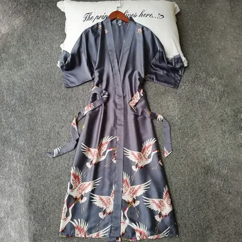 Saten Sleepwear Ženske Neveste Poroka Haljo Sleepwear Svilnato Nightgown Priložnostne Kopalni Plašč Živali Rajon Dolgo Nightgown Kimono Kopalni Plašč