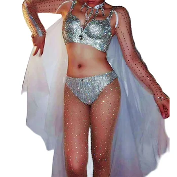 Sijoče Okrasnih Kostum Za Ženske Očesa Gaza Dekoracijo Bikini Obleke, Ženske Nočni Klub Uspešnosti Ples Kostum Fazi Obrabe