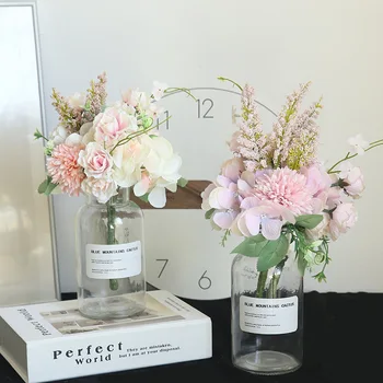 Simulacija Hydrangea Rose Dodajajo Umetne Svile Cvetje za Dekoracijo Doma Dodatki, Poročni Šopek Garland Ponaredek Cvetje