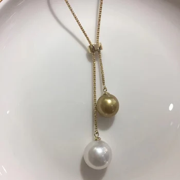 Sinya Edison zlati in beli biseri pulover verige 18k zlato ogrlico za Ženske ljubimec Mama 2018 Novice najboljše darilo