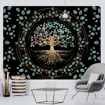 Skrivnostno življenje drevo doma dekoracijo tapiserija Mandala psihedelični scene steno, tapiserija, Bohemian dekorativni kavč odejo joga mat