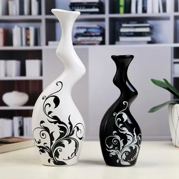 Sodobna eleganca preproste okraske za dekoracijo doma dekor oprema ustvarjalne povzetek črne in bele keramične vaze predstavitev zaslon