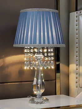 Sodobna moda kristalno namizne svetilke spalnica postelji v dnevni sobi luksuzni toplo romantično poroko Ameriški modra namizne svetilke