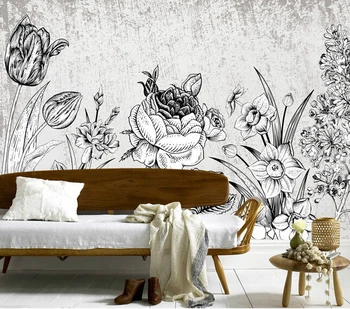 Sodobno minimalistično pastorala slog risanja rože de papel parede freske,hotel, kavarna dnevna soba, tv steni spalnice ozadje