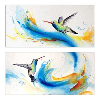 Spretnosti Umetnik Ročno poslikano Visoka Kakovost, Sodobno Ptica Platno Slikarstvo Za Stenske Dekorativne Ročno poslikano Hummingbird Oljno sliko