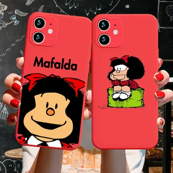 Srčkan Mafalda Primeru Telefon Za iphone 5 5S SE 2 6 6S 7 8 11 12 Mini Plus X XS XR Pro Max Candy Barve