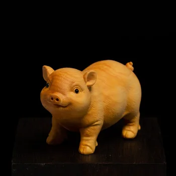 Srčkan Prašičev 4.5 cm Živali Okraski Kitajski Šimšir Carving Ustvarjalne Lep Nebesno Masivnega Lesa Čaj Pet Okraski Miniaturni