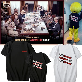 StrayKids Trdna Poletje Tee SKZ LINE NE čez Kawaii Prevelik Crewneck Unisex korejski Kpop Moda 2021 Vrhu T-shirt Vroče