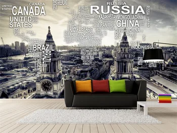svetovni zemljevid ozadje zidana stena ozadje nostalgično letnik zemljevid sveta, 3d tri-dimenzionalni ozadje za dnevno sobo