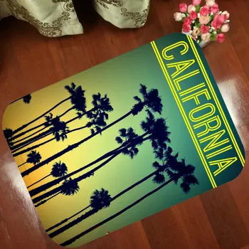 Talni Predpražniki Proti Drsenju Mat Pisane risanka srčkan Kaliforniji Palmovih dreves, ki so Natisnjeni Vzorec Preprogo Preprogo za Kopalnico Vrata Dnevna Soba