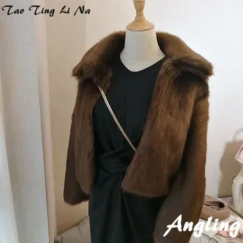 Tao Ting Li Na Nov Slog High-end Moda za Ženske, Specializiranimi za umetno Krzno Plašč S96