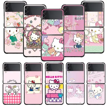 Telefon Primeru Za Samsung Galaxy Ž Flip 4 Ž Flip3 5G Lupini za Galaxy Ž Flip PC Hard Cover Fundas Hello Kitty Ljubezen Prijatelji Medved