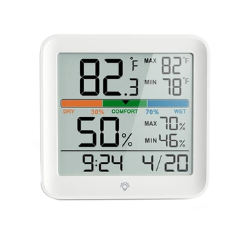 Temperatura Vlažnost Ura Senzor Osvetlitve Ozadja Digitalni Temperaturni Monitor Življenju Doma Visoko Natančnost Senzorja Za Dom
