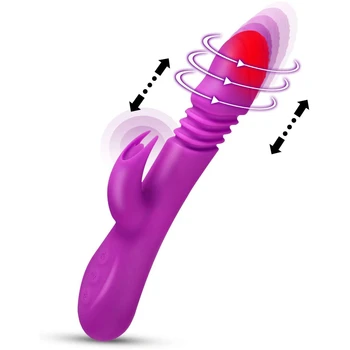 Thrusting Vibrator Rabbit Vibrator s 3 Močan Thrusting Intenzivnosti 9 Vibracije Načini Ogrevanja za G-Spot Klitoris Stimulacije,
