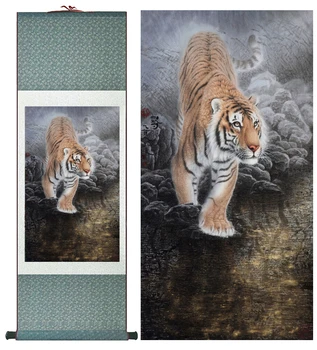 Tiger svile umetnosti slikarstva Kitajske Umetnosti Slikarstva Home Office Dekoracijo Kitajski tiger slikarstvo tiger sliko