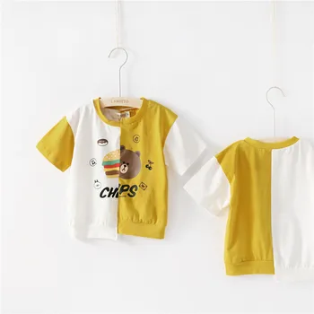 Tonytaobaby Poletne Obleke Nove Baby otroška Oblačila, Šivanje Izpah Risanka T-shirt