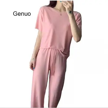 Trdna Pijama Saten Mujer 2020 ženska Oblačila Za Poletje Hlače Ženske Svileno Pižamo Najstniška Dekleta, Obleko Pižame Doma Obleko