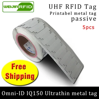 UHF RFID Ultrathin kovinsko oznako omni-ID IQ150 915mhz 868mhz Impinj Monza R6 EPC 5pcs brezplačna dostava za tiskanje pasivni RFID nalepka