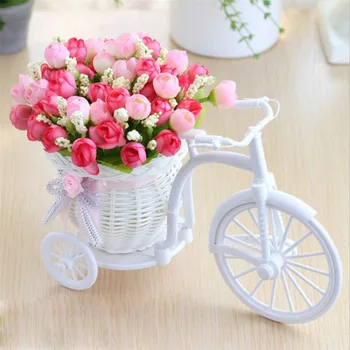 Umetne rože svilene cvetove vrtnic plastičnih rattan plava doma dodatki, okraski ponaredek cvetje zaslon domači dekoracijo
