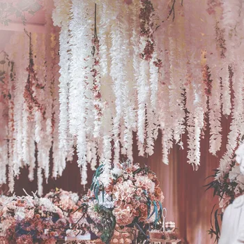 Umetne Rože Svilene Wisteria Trta za Stranke Poročno Dekoracijo 1 Meter dolg/kos Orhideje Cvet vinske Trte Moda Wisteria Garland