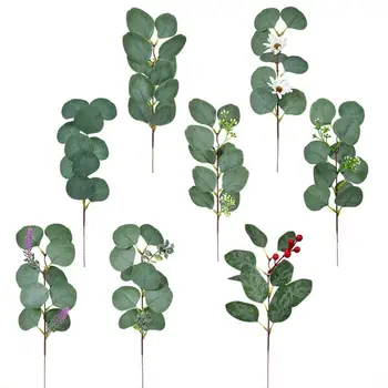 Umetni Ponaredek Listi Evkaliptusa Zelena Rastlina, Listi, Cvetovi Doma Dekor za DIY Šopek Božični Okraski, Poročno zabavo