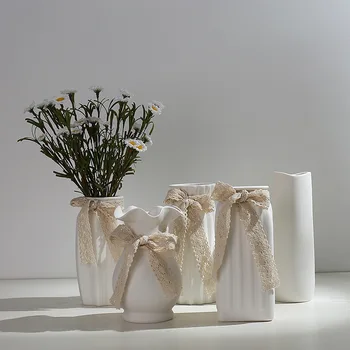 Umetniško bele majhne sveže in suho cvet vazo keramični hydroponic cvet aranžerja zvezdnato dnevno sobo, moderno dekoracijo