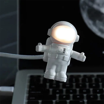 USB LED Lučka za Branje Ustvarjalne Astronavt Astronavt, ki je Prožna Nego Oči Noč Svetlobe On/Off Stikalo 5v za Notebook Laptop Namizje