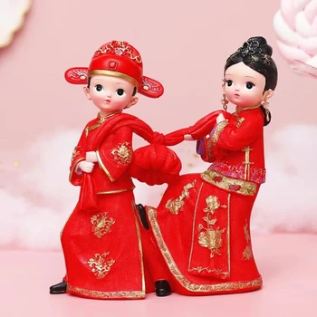 Ustvarjalne Kitajski Poroko Lutka Doma Dekor Figur Neveste in Ženina Dekoracijo Smolo Obrti Romantične Pare Lutka Poročna Darila
