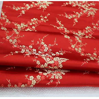 Uvožene dvorišče barvana jacquardske plum blossom saten 3D jacquardske brocade za obleko tkanine blazine pokrov zavese mozaik 75x100cm