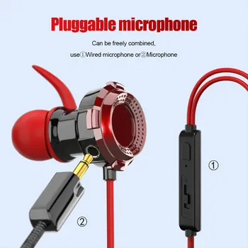 V Uho Gaming Slušalke 3.5 mm Žično Čepkov šumov PUBG Gaming Hi-fi Slušalke z Mikrofonom za Ekipo Sporočilo
