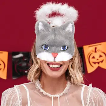 Veren Plišastih Mačka Masko Živali Masko za Festival Halloween Carnival Cosplay Dodatki