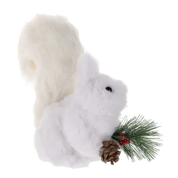 Veverica Lesene Božični Okrasek, Figurice Figurice Živali, Dekor Kip Model Slika Miniaturni Plišastih Simulirani Dekoracijo