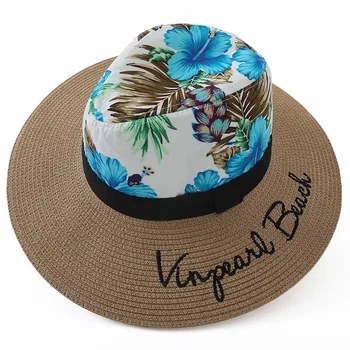 večino cena slame fedora klobuk ženske poletje fedora klobuk vezenje fedoras sunhat za lady plaži klobuk pismo vezenje klobuk