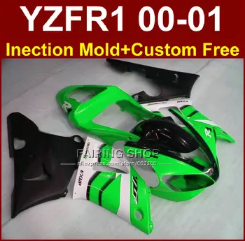 Vroče prodaje EXUP zeleno po meri oklep za YAMAHA fairings YZF R1 00 01 YZFR1 2000 2001 yzf 1000 ABS karoserija poprodajnem+7gifts