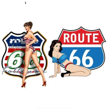 Vroče Smešno Seksi Nalepke Route 66 Pin Up Dekle Nalepko karoserije motornega kolesa Dekorativni PVC