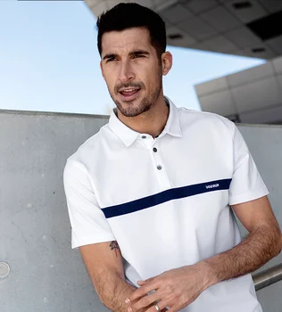 W2832-poletje nova moška Polo Majica moška kratka sleeved Beaded bombaž white River T-shirt.