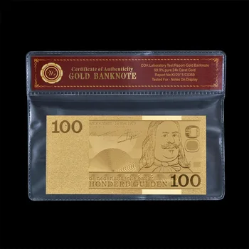 WR Debelo Elemente, Nizozemska 100 Gulden Zlato Folijo Bankovcev s Coa Okvir Ponarejenega Denarja Račune za Novo Leto Darilo za Njega