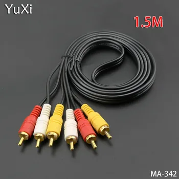 YuXi 3RCA Moški 3 RCA Moški Kompozitni Avdio-Video Kabel AV Čep 3X RCA avdio kabel trgovina na Drobno & Debelo 1,5 M 3M 5M nadomestitev
