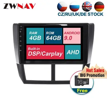 Z carplay Android 9.0 Avto Multimedijski predvajalnik, enota Za Subaru Gozdar 2008-2013 Radio Audio stereo brezplačno GPS zemljevid zaslon na dotik