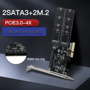 Za Namizne Kartice Sata3.0 Adapter 6Gbps PCIe3.0 4X da 2SATA3+2M.2 B-Ključ Adapter računalnik accessorie PCIE Vmesnik PCIE širitev kartico